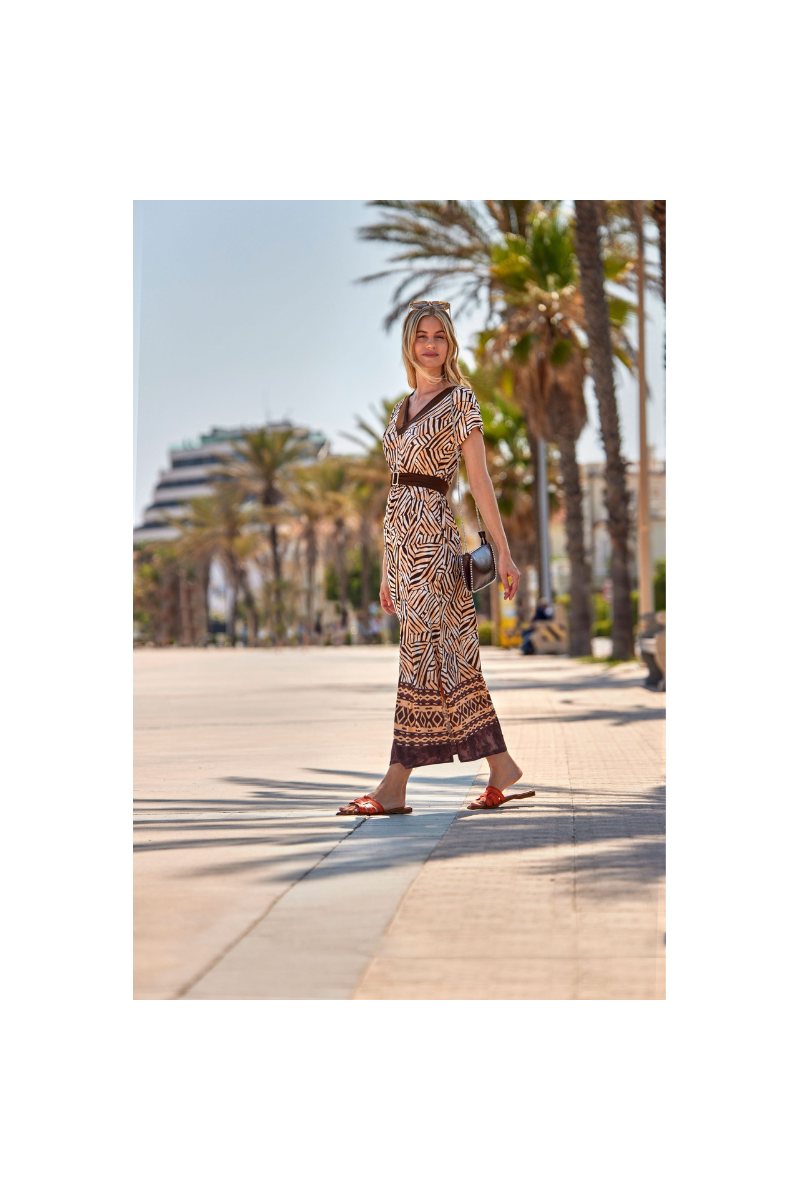 Vestido Largo Masai Janira | Estampado Cebra Étnico Cinturón · Maxi Verano | Comprar Online