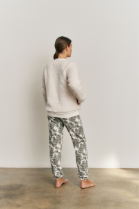 Pijama y bata 3 piezas mujer verde floral | Vicamar
