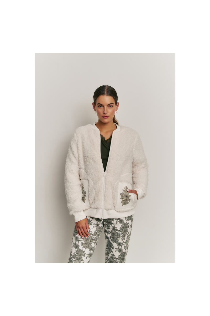 Pijama y bata 3 piezas mujer verde floral | Vicamar